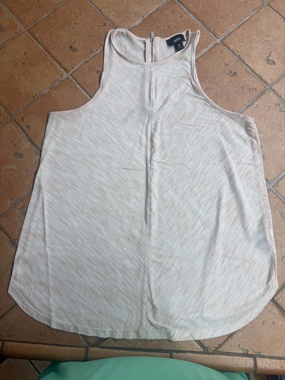 Mossimo Women's Pink and White Space Dye High Neck Tank Top with Back Zipper Siz